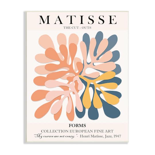 Stupell Industries Classical Matisse Painting Cut Out Forms Traditional Abstract Wall Plaque